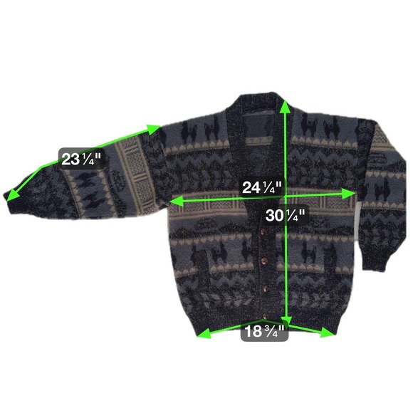 Vtg Mens Geometric Alpaca Wool Cardigan Sweater XXL Peru Heavy Grandpa Winter - Picture 5 of 10